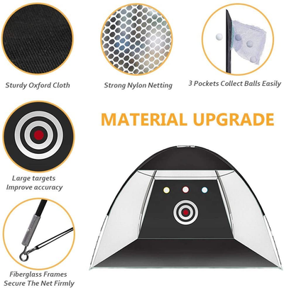 Golf Practice Net, 10X7Ft Golf Hitting Training Aids Nets with Target and Carry Bag for Backyard Driving Chipping - 1 Golf Mat -5 Golf Balls - 1 Golf Tees- Men Kids Indoor Outdoor Sports Game