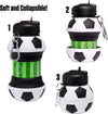 Art Clip-On Collapsible Bpa-Free Silicone Soccer Ball Water Bottle for Kids, 18 Oz. Size