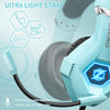 Gaming Headset with Microphone, Compatible with Xbox One, Ps5, Ps4, PC Switch, Gaming Headphones, RGB Light, Stereo Surround Sound -Light Blue