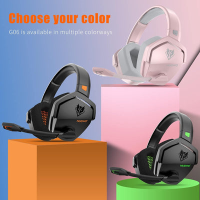 G06 Dual Wireless Gaming Headset with Microphone for PS5, PS4, PC, Mobile, Switch: 2.4Ghz Wireless + Bluetooth - 100 Hr Battery - 50Mm Drivers - Orange