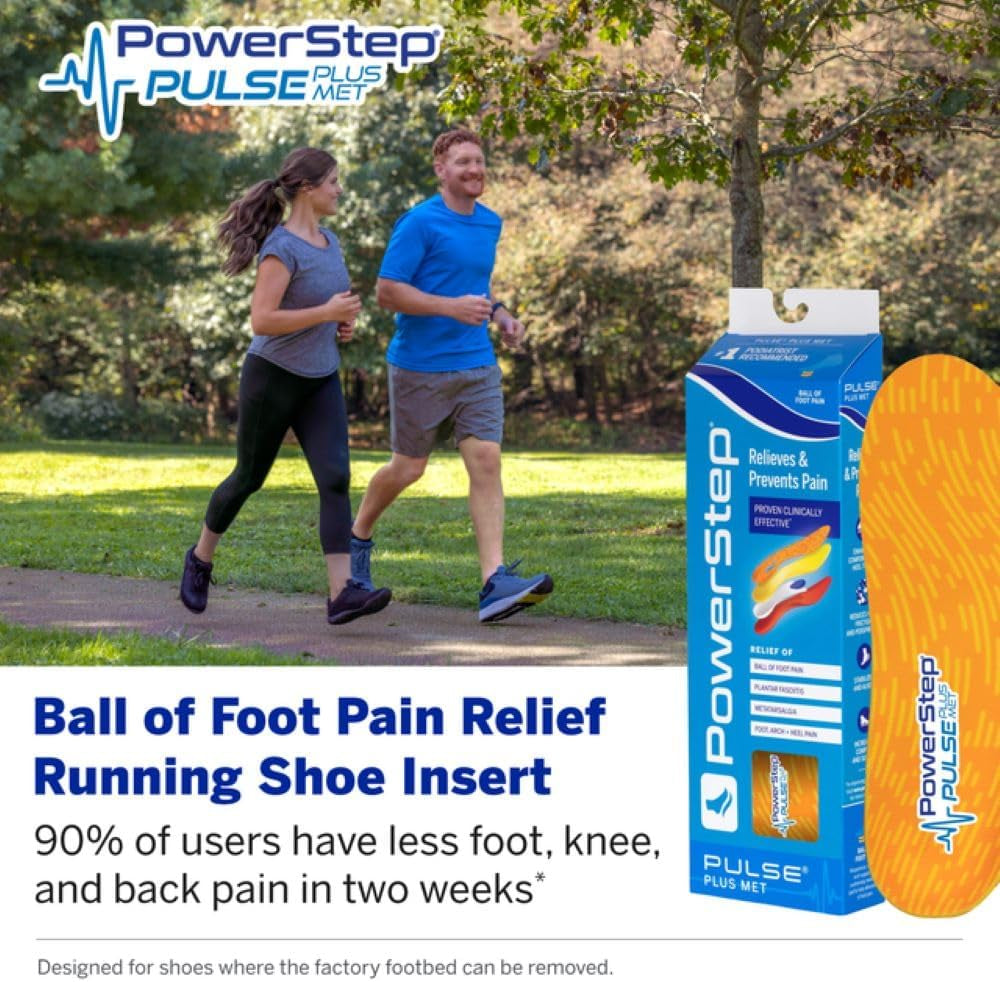 Pulse plus Ball of Foot Pain Relief Shoe Insoles - Running Shoe Orthotics for Metatarsal Foot Pain, and Morton'S Neuroma Pain Relief (M 5-5.5, F 7-7.5)