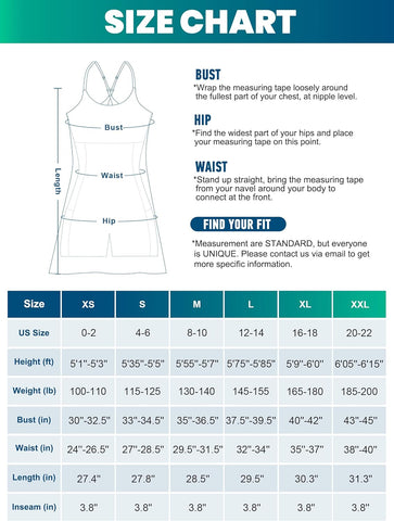 Womens Tennis Dress, Workout Dress with Built-In Bra & Shorts Pockets Summer Dress for Golf Athletic Dresses for Women