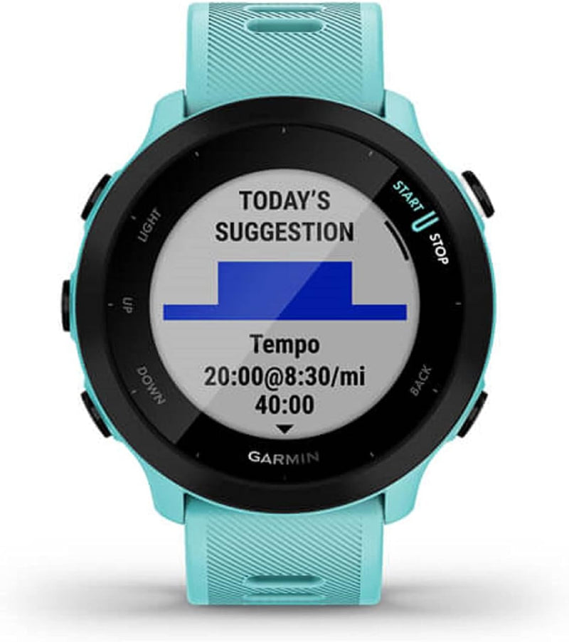 Forerunner 55, GPS Running Watch with Daily Suggested Workouts, up to 2 Weeks of Battery Life, Aqua