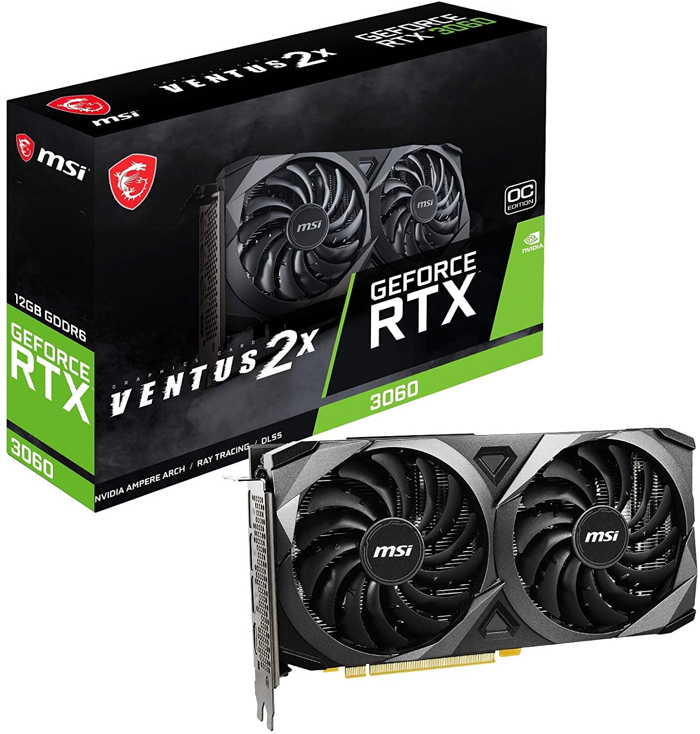 Gaming Geforce RTX 3060 12GB 15 Gbps GDRR6 192-Bit HDMI/DP Pcie 4 Torx Twin Fan Ampere OC Graphics Card