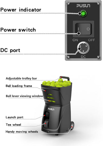 Ptsmart Tech-Savvy Tennis Training Machine: High-Speed Ball Delivery, Professional Grade, Easy Setup, Great for Advanced Players