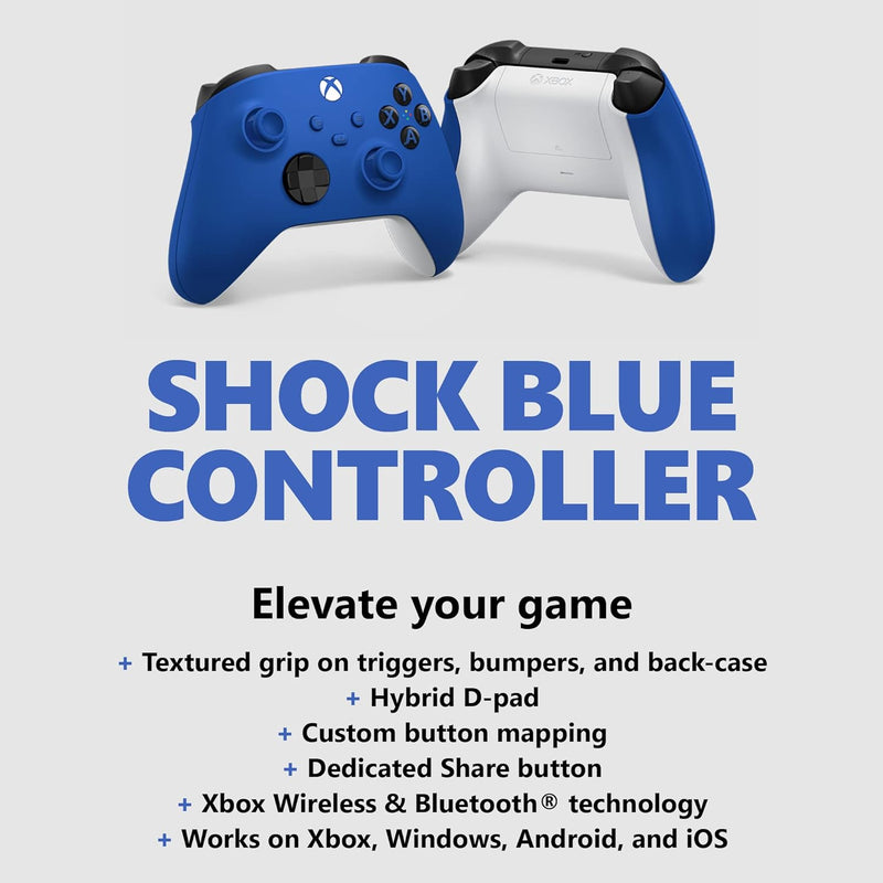 Wireless Controller Shock Blue - Wireless - Bluetooth - USB -  Series X,  Series S,  One, PC, Android, Ios, Tablet - Shock Blue