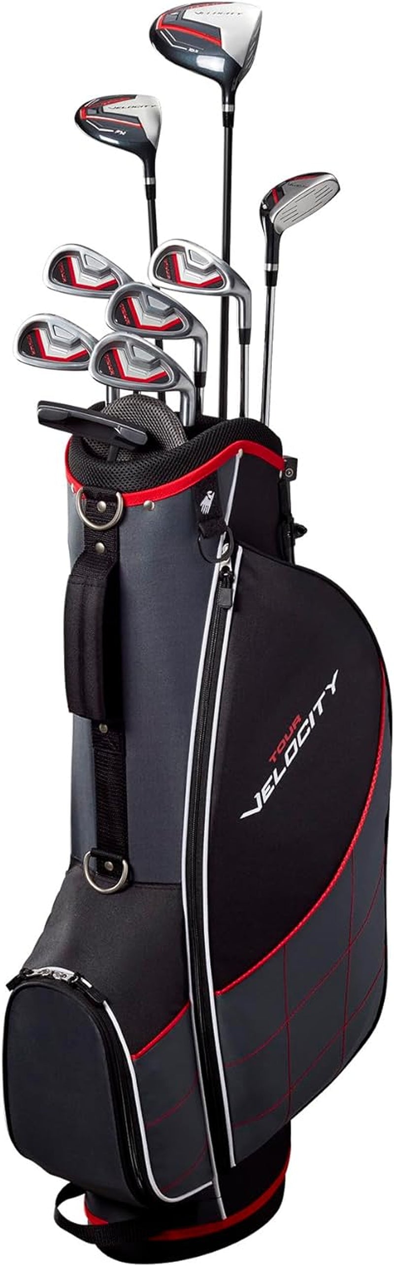 Tour Velocity Complete Golf Set with Stand Bag - Men'S Right Hand, Regular Flex, Black/Red