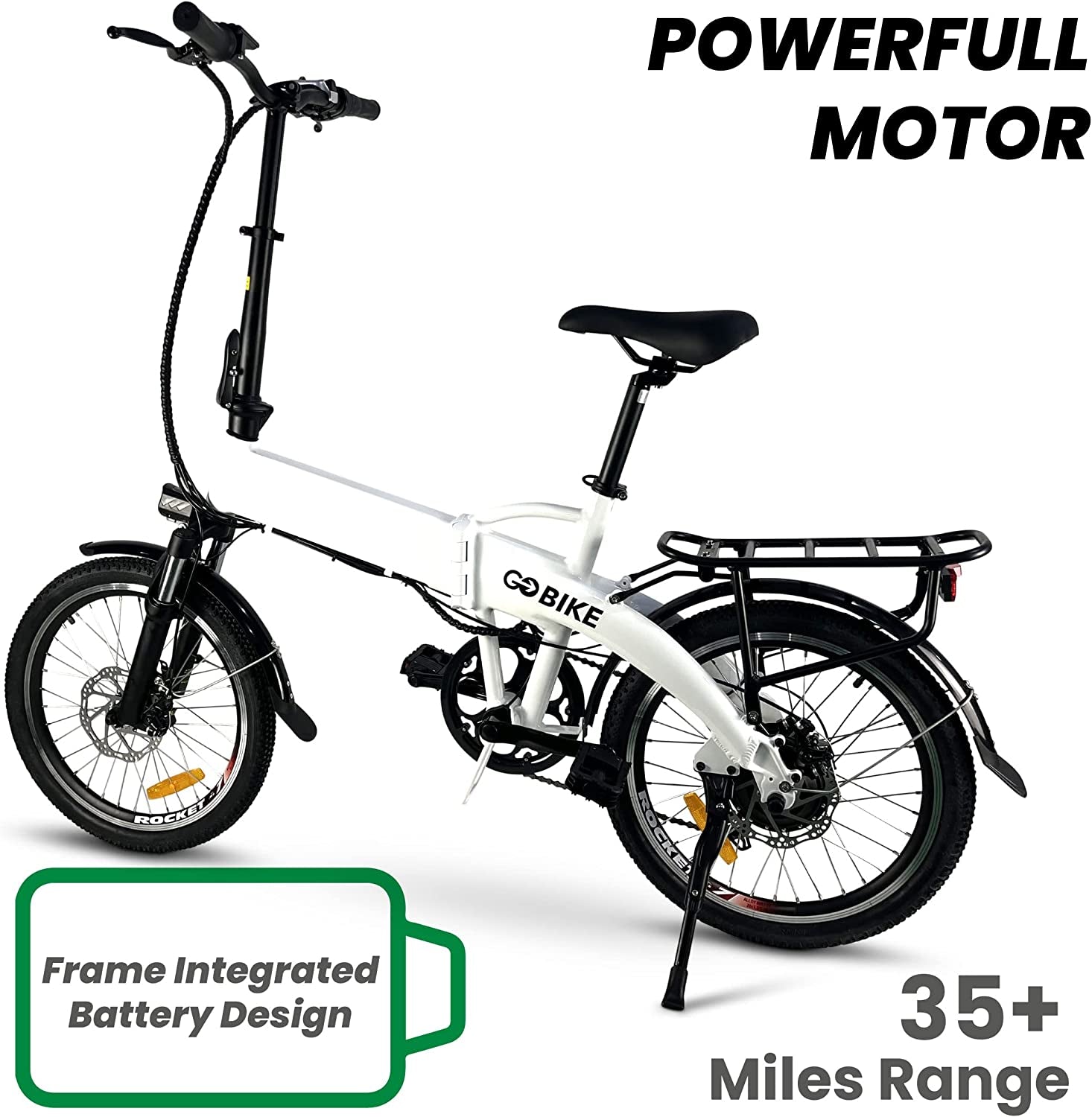 Futuro Foldable Lightweight Electric Bike - 35 Mile Range 48V 350W Motor Electric City Bike for Adults, Shimano 7 Speed Shift, Step through Motorized Bike by GOBIKE