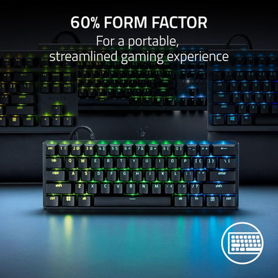 Huntsman Mini 60% Analog Optical Gaming Keyboard with Adjustable Actuation, Rapid Trigger Mode, RGB Lighting - Portable 60% Form Factor