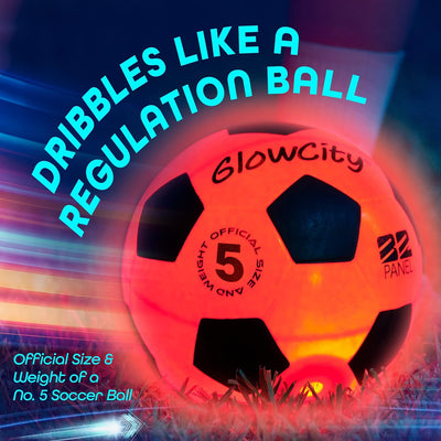 Glow in the Dark Soccer Ball | Light up Indoor/Outdoor Soccer Ball with 2 LED Lights | Pre-Installed Batteries | Fun Gift for Teens