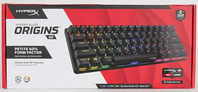 Alloy Origins 60 - Mechanical Gaming Keyboard, Ultra Compact 60% Form Factor, Double Shot PBT Keycaps, RGB LED Backlit, NGENUITY Software Compatible - Linear  Red Switch,Black