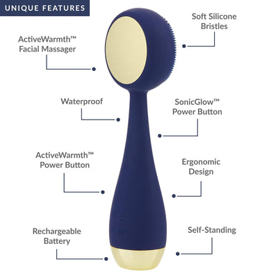 PMD Clean Pro - Smart Facial Cleansing Device with Silicone Brush & Activewarmth Anti-Aging Massager