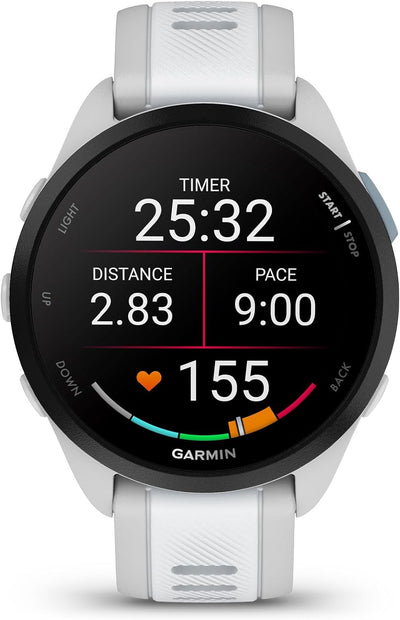 Forerunner 165 Music, Running Smartwatch, Colorful AMOLED Display, Training Metrics and Recovery Insights, Music on Your Wrist, Whitestone