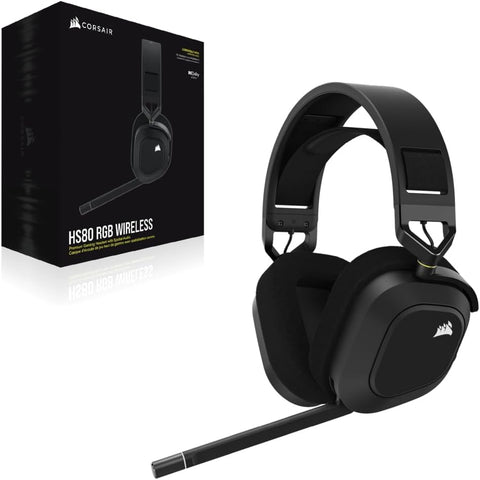 HS80 RGB WIRELESS Multiplatform Gaming Headset - Dolby Atmos - Lightweight Comfort Design - Broadcast Quality Microphone - Icue Compatible - PC, Mac, PS5, PS4 - Black