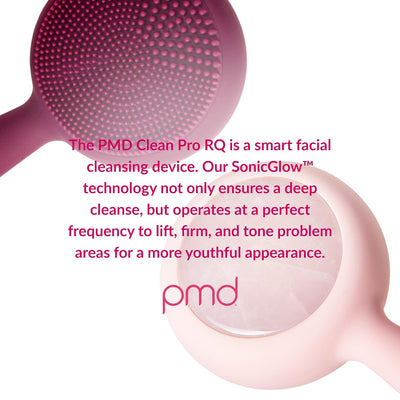 PMD Clean Pro RQ - Smart Facial Cleansing Device with Silicone Brush & Rose Quartz Gemstone