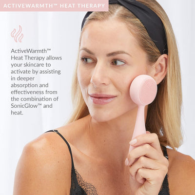 PMD Clean Pro RQ - Smart Facial Cleansing Device with Silicone Brush & Rose Quartz Gemstone