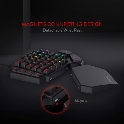 K585 DITI One-Handed RGB Mechanical Gaming Keyboard, 42 Keys Type-C Professional Gaming Keypad W/Upgraded Hot-Swappable Socket, 7 Onboard Macro Keys & Detachable Wrist Rest