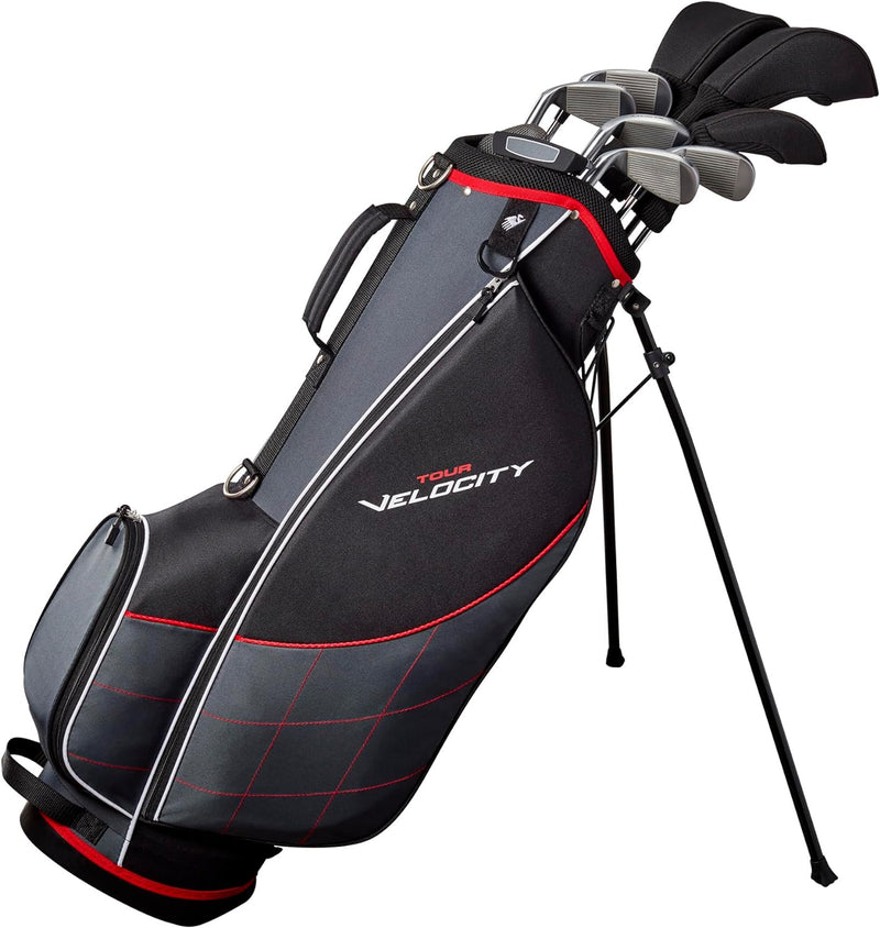 Tour Velocity Complete Golf Set with Stand Bag - Men'S Right Hand, Regular Flex, Black/Red