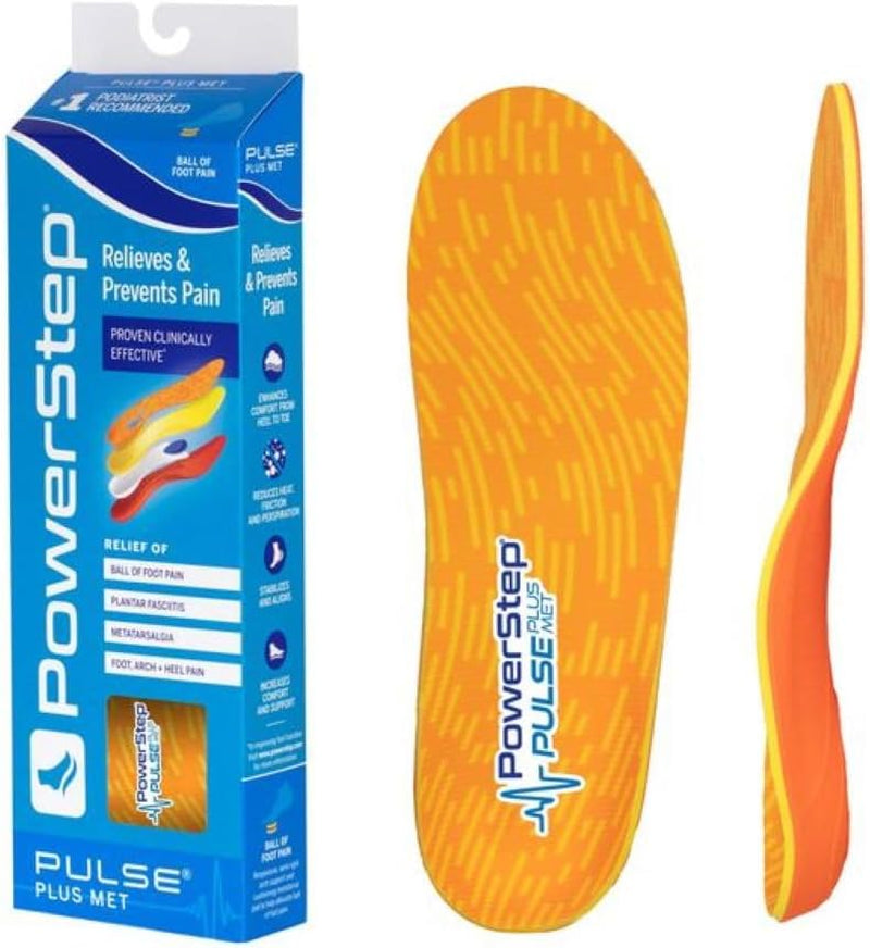 Pulse plus Ball of Foot Pain Relief Shoe Insoles - Running Shoe Orthotics for Metatarsal Foot Pain, and Morton'S Neuroma Pain Relief (M 5-5.5, F 7-7.5)