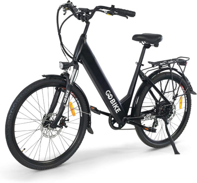 Soleil Lightweight Electric Motorized Bike, Step through E-Bike 7 Speed Shimano, Pedal Assist, Thumb Throttle, City E-Bikes for Men, and Women 48V 500W Motor 30 Mile Range for Adults, by Gobike