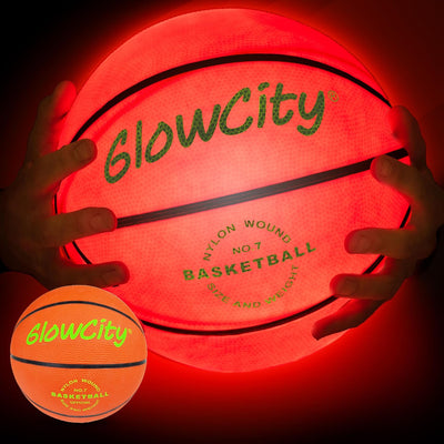 Glow in the Dark Basketball for Teen Boy - Glowing Red Basket Ball, Light up LED Toy for Night Ball Games - Sports Stuff & Gadgets for Kids Age 8 Years Old and Up. Great Gift for Boys & Girls