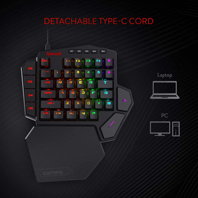 K585 DITI One-Handed RGB Mechanical Gaming Keyboard, 42 Keys Type-C Professional Gaming Keypad W/Upgraded Hot-Swappable Socket, 7 Onboard Macro Keys & Detachable Wrist Rest