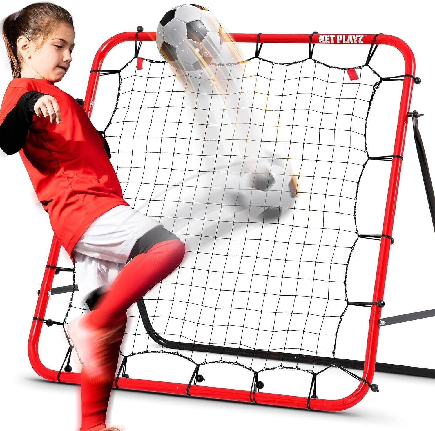 Soccer Rebound Net Rebounder | Skill Training Gifts, Aids & Equipment for Kids Teens & All Ages - Kick-Back/Portable, Adjustable Angles