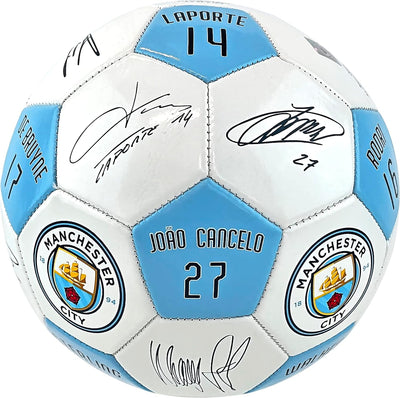 Official Manchester City FC Soccer Ball with Player Signatures and Player Numbers, Size 5