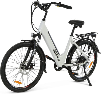 Soleil Lightweight Electric Motorized Bike, Step through E-Bike 7 Speed Shimano, Pedal Assist, Thumb Throttle, City E-Bikes for Men, and Women 48V 500W Motor 30 Mile Range for Adults, by Gobike