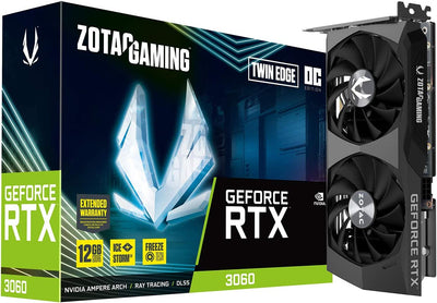 Gaming Geforce RTX 3060 Twin Edge OC 12GB GDDR6 192-Bit 15 Gbps PCIE 4.0 Graphics Card, Icestorm 2.0 Cooling, Active Fan Control, Freeze Fan Stop ZT-A30600H-10M