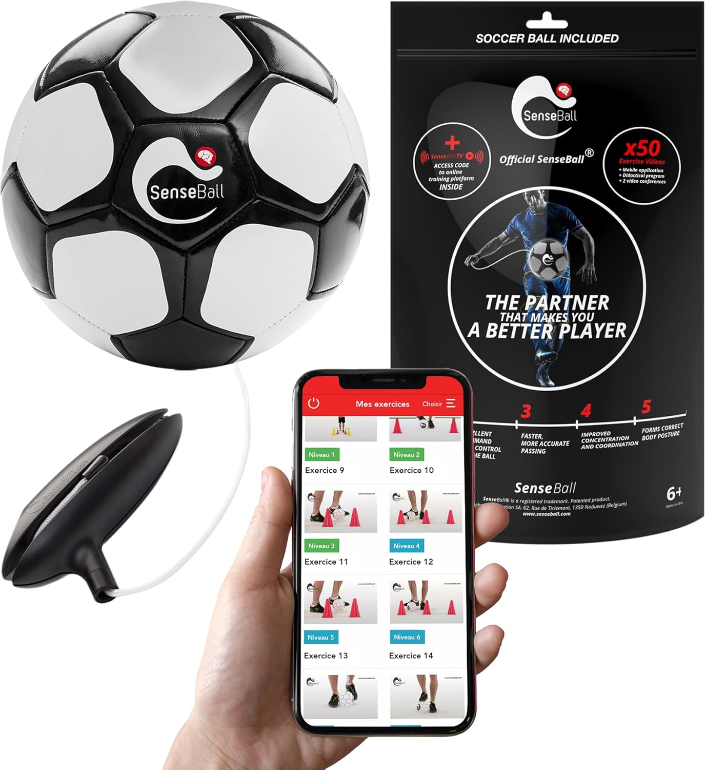 Soccer Ball & New Improved App | Daily Training Equipment for Young Players | Improve Skills & Control with Professional Soccer Coach Program & 50+ Exercise Videos