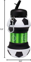 Art Clip-On Collapsible Bpa-Free Silicone Soccer Ball Water Bottle for Kids, 18 Oz. Size