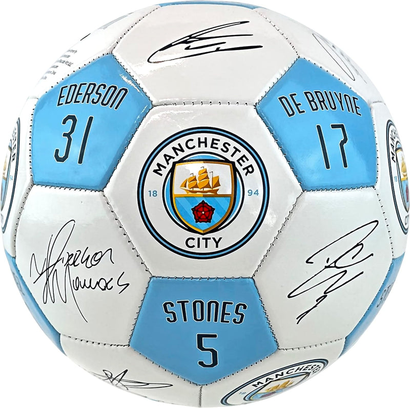 Official Manchester City FC Soccer Ball with Player Signatures and Player Numbers, Size 5