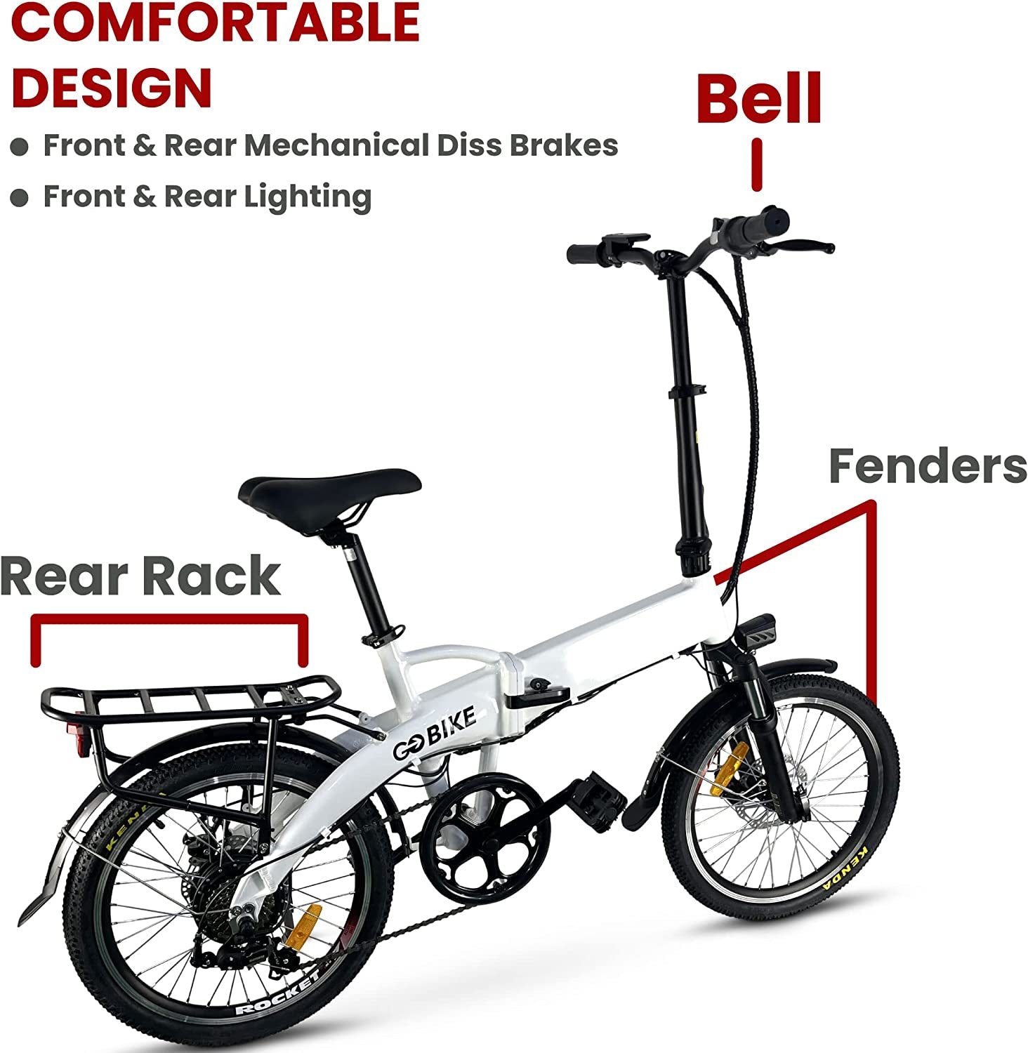 Futuro Foldable Lightweight Electric Bike - 35 Mile Range 48V 350W Motor Electric City Bike for Adults, Shimano 7 Speed Shift, Step through Motorized Bike by GOBIKE