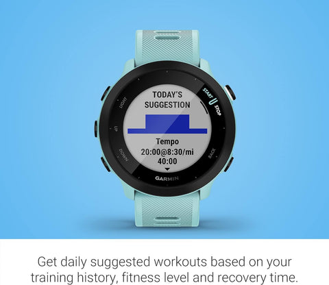 Forerunner 55, GPS Running Watch with Daily Suggested Workouts, up to 2 Weeks of Battery Life, Aqua