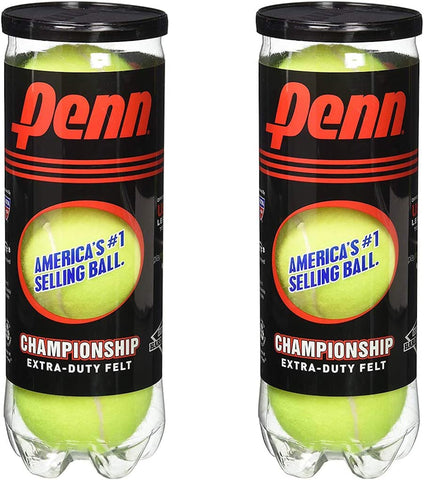 Championship - Extra Duty Felt Pressurized Tennis Balls - (2 Cans, 6 Balls)