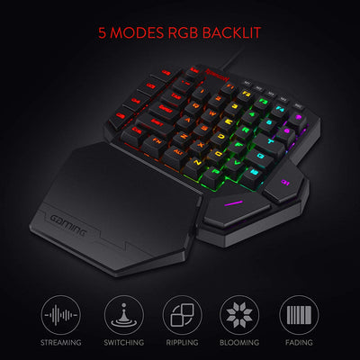 K585 DITI One-Handed RGB Mechanical Gaming Keyboard, 42 Keys Type-C Professional Gaming Keypad W/Upgraded Hot-Swappable Socket, 7 Onboard Macro Keys & Detachable Wrist Rest