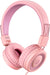 Kids Headphones K11 Foldable Stereo Tangle-Free 5Ft Long Cord 3.5Mm Jack Plug in Wired On-Ear Headset for Ipad/Girls/Boys/School/Laptop/Travel/Plane/Tablet-Soft Pink