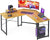 L Shaped Gaming Desk with Monitor Stand, Corner Desk Gaming Table for Home Office, Computer Desk Sturdy Writing Workstation for Small Space, 51 Inch, Sandalwood