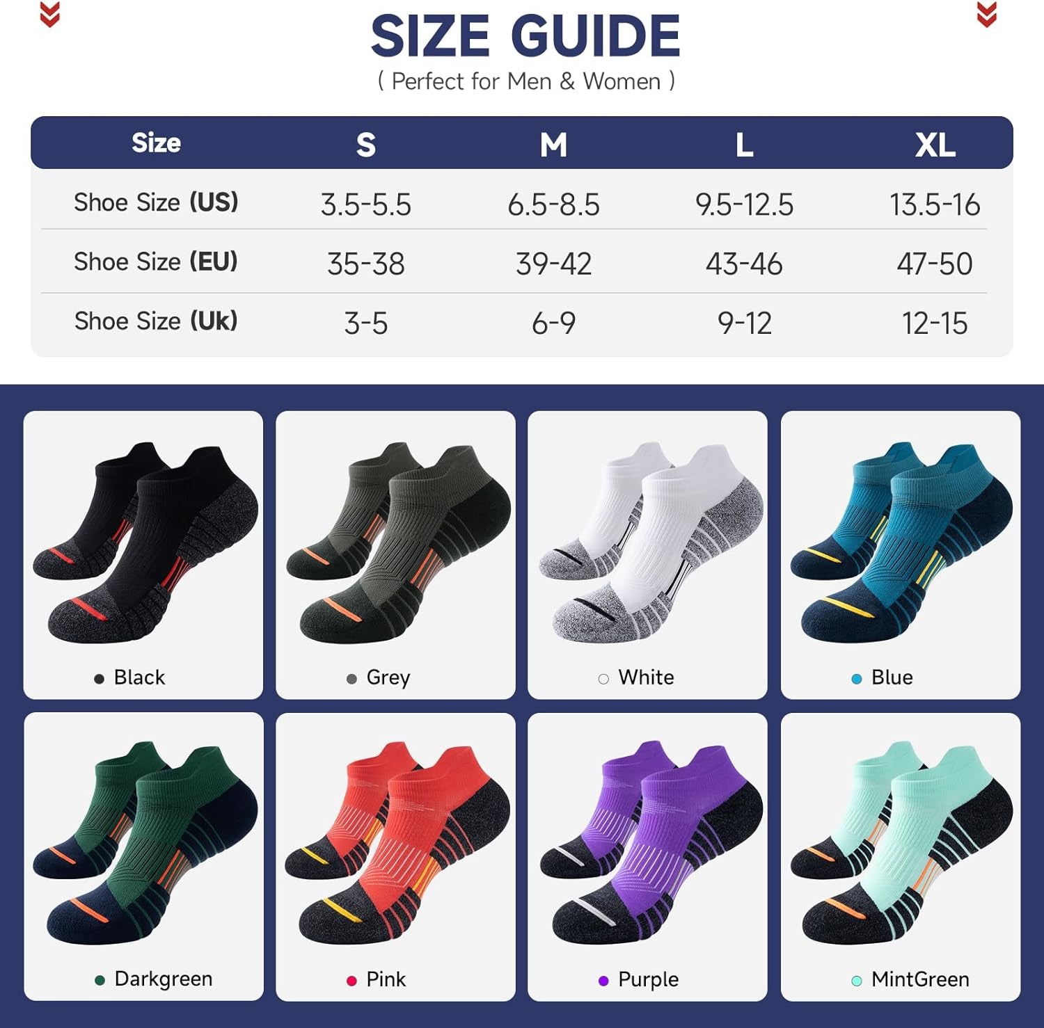 anti Blister Ankle Socks for Men Women Low Cut Athletic Running Socks 3 Pairs