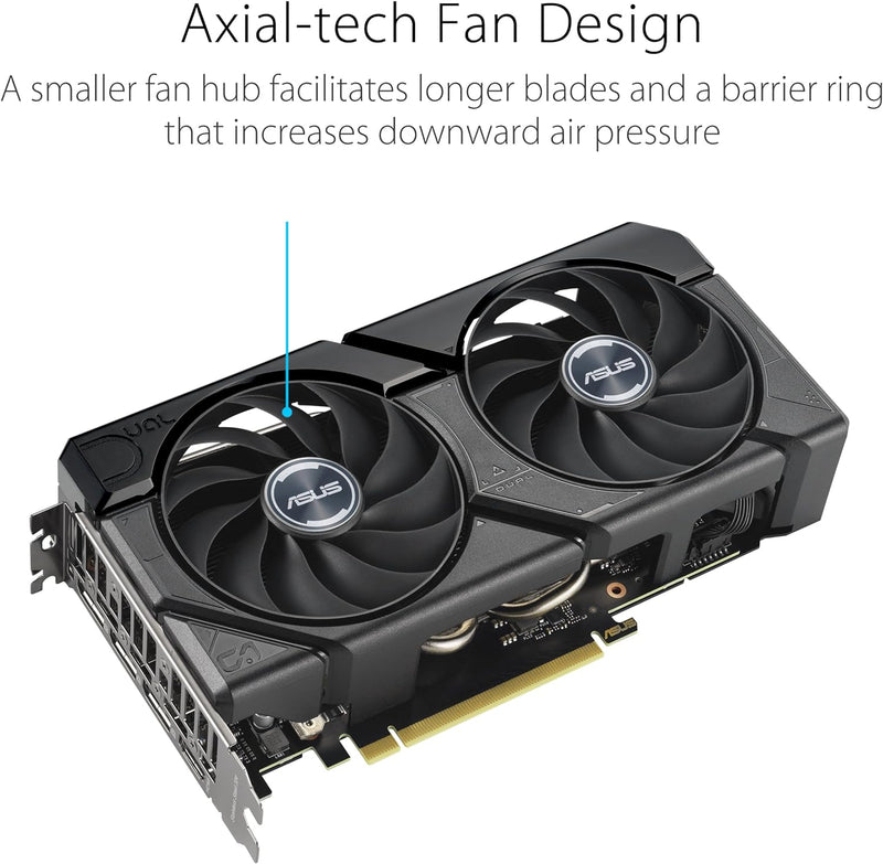 Dual Geforce RTX™ 4070 Super EVO OC Edition 12GB GDDR6X (Pcie 4.0, 12GB GDDR6X, DLSS 3, HDMI 2.1A, Displayport 1.4A, 2.5-Slot Design, Axial-Tech Fan Design, 0Db Technology, and More)