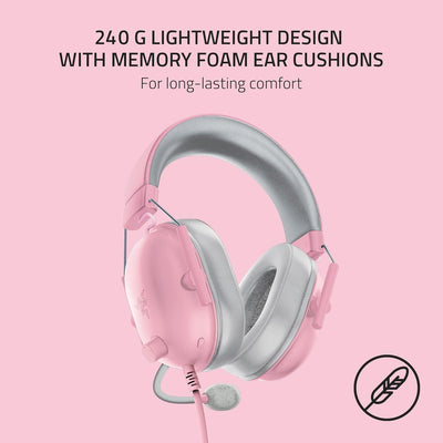 Blackshark V2 X Gaming Headset: 7.1 Surround Sound - 50Mm Drivers - Memory Foam Cushions - for PC, PS4, PS5, Switch - 3.5Mm Audio Jack - Quartz Pink