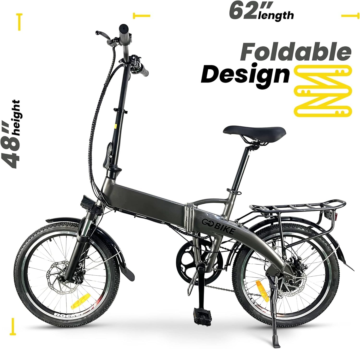 Futuro Foldable Lightweight Electric Bike - 35 Mile Range 48V 350W Motor Electric City Bike for Adults, Shimano 7 Speed Shift, Step through Motorized Bike by GOBIKE