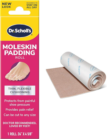 Moleskin Padding ROLL, 1 Roll // Thin, Flexible Cushioning & Pain Relief - Cut to Any Size - Doctor Recommended - 24 Inches X 4 5/8 Inches