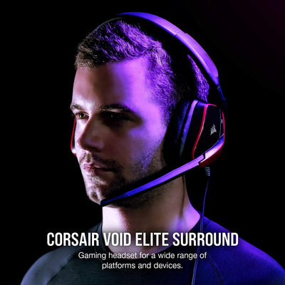 VOID Elite Surround Premium Gaming Headset with 7.1 Surround Sound - Works with Xbox Series X, Xbox Series S, Playstation 5 - Cherry