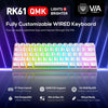 RK61 Wired 60% Mechanical Gaming Keyboard Programmable QMK/VIA RGB Backlit 61 Keys Ultra-Compact Hot Swappable Red Switch White