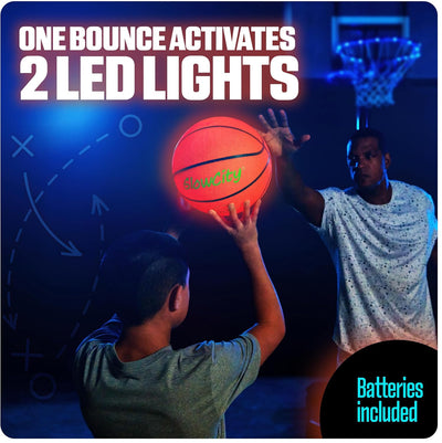 Glow in the Dark Basketball for Teen Boy - Glowing Red Basket Ball, Light up LED Toy for Night Ball Games - Sports Stuff & Gadgets for Kids Age 8 Years Old and Up. Great Gift for Boys & Girls