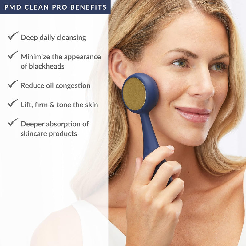 PMD Clean Pro - Smart Facial Cleansing Device with Silicone Brush & Activewarmth Anti-Aging Massager