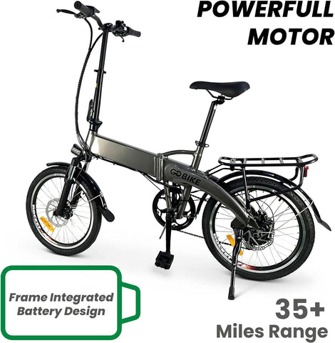 Futuro Foldable Lightweight Electric Bike - 35 Mile Range 48V 350W Motor Electric City Bike for Adults, Shimano 7 Speed Shift, Step through Motorized Bike by GOBIKE