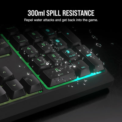 K55 CORE RGB Membrane Wired Gaming Keyboard – Quiet, Responsive Switches – Spill Resistance – Ten-Zone RGB – Media Keys – Icue Compatible – QWERTY NA – PC, Mac – Gray